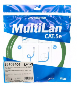 Patch cord cat.5e CM 2,5m U/UTP verde Multilan - Furukawa       